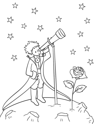 Dibujo de el principito con telescopio para colorear dibujos para colorear imprimir gratis