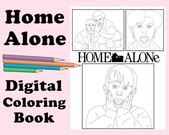 Home alone digital coloring book instant print pdf kevin mcallister secret santa christmas activity coloring pages macaulay culkin