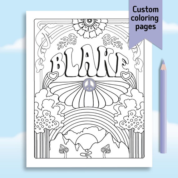 Retro custom coloring page printable girls coloring page adult colorings digital download personalized coloring retro coloring page