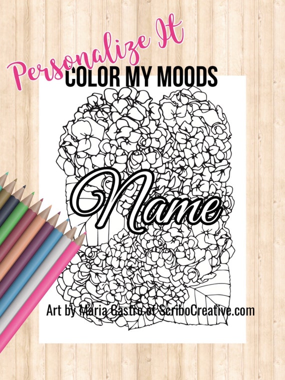 Personalize it valentines gift adult coloring pages color my moods by maria castro of scribo creative