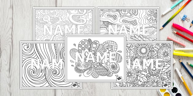 Editable name mindfulness colouring sheets teacher made