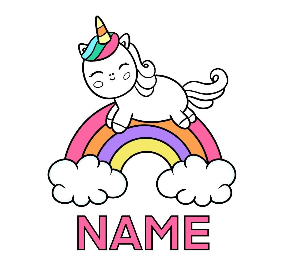 Unicorn editable name coloring pages free printable