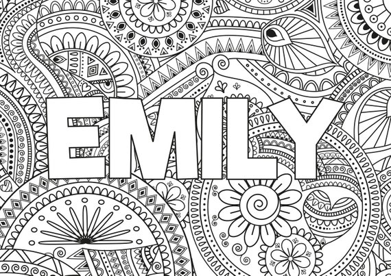 Personalized mandala name for download printable coloring