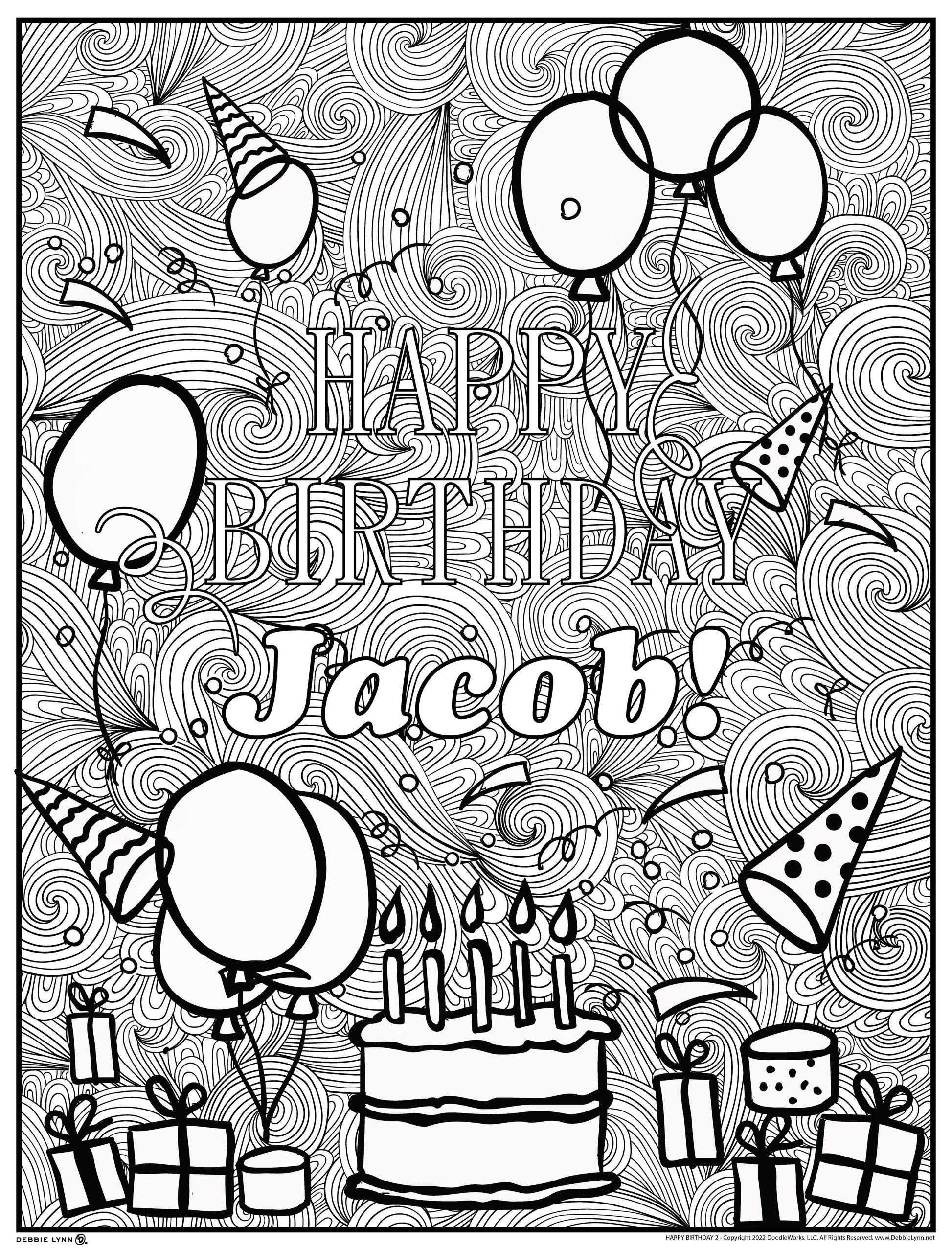 Birthday edit name personalized giant coloring poster â debbie lynn