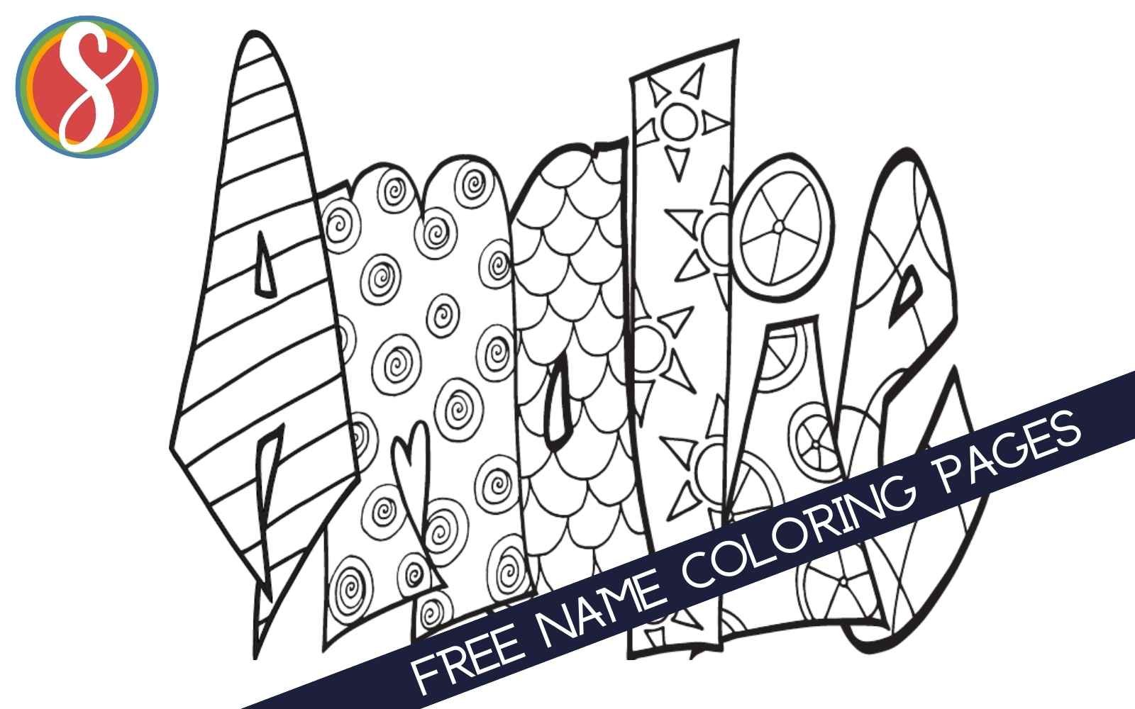 Free name coloring pages â stevie doodles