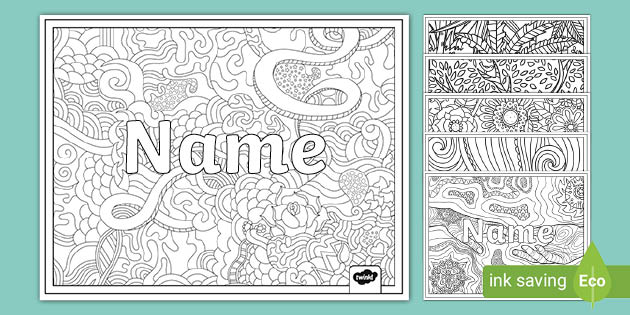 Name coloring page personal mindfulness usa