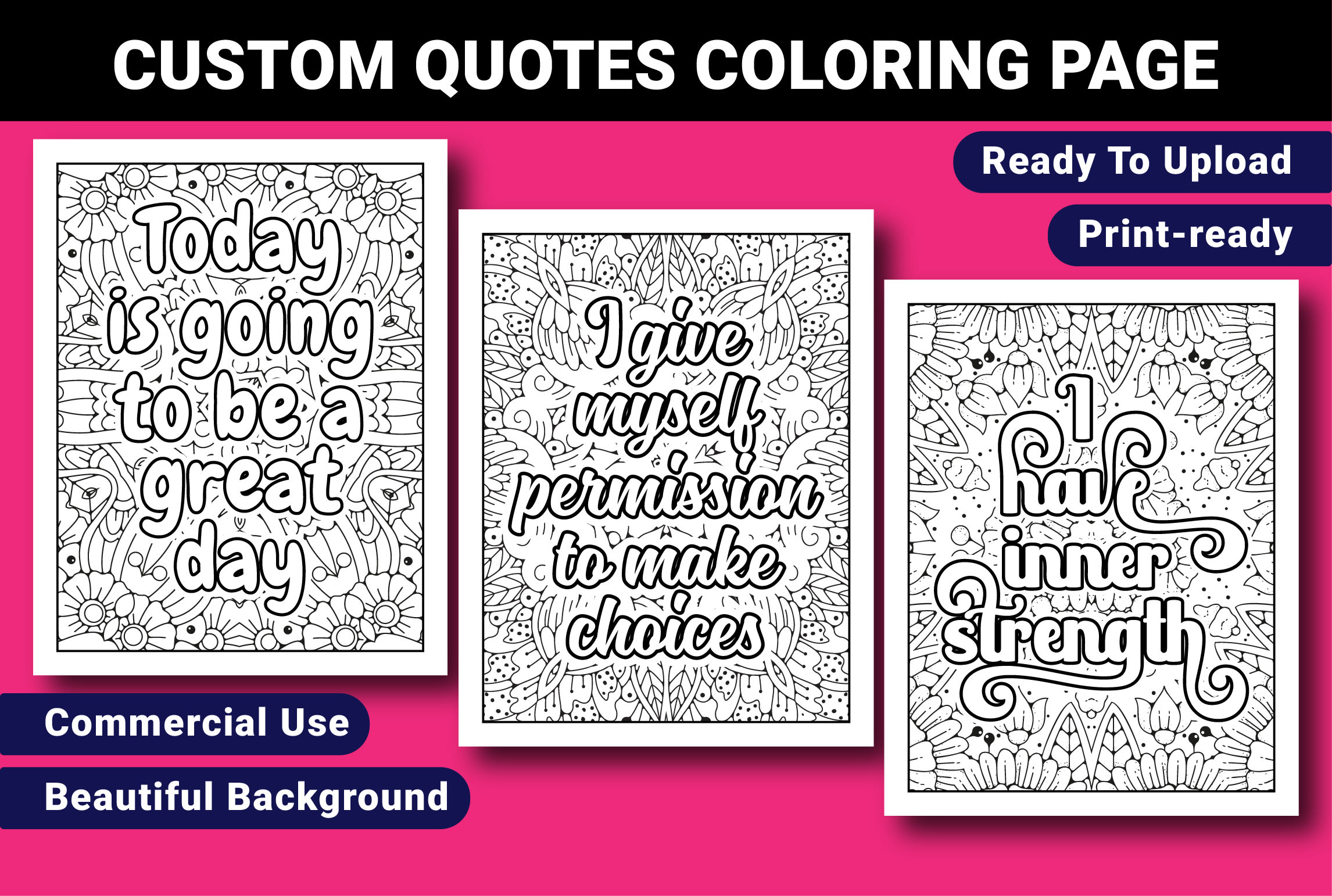 Design custom quotes coloring pages for amazon kdp etsy by mirajeee