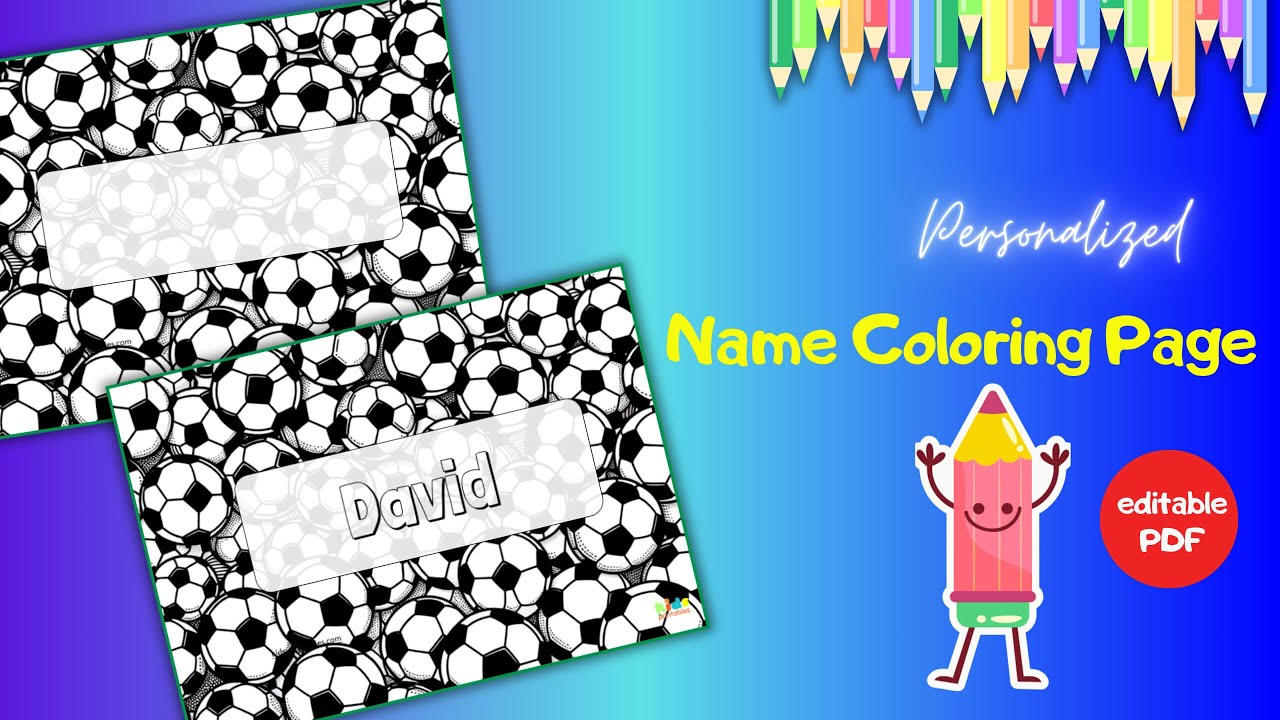 Personalized name coloring page football template