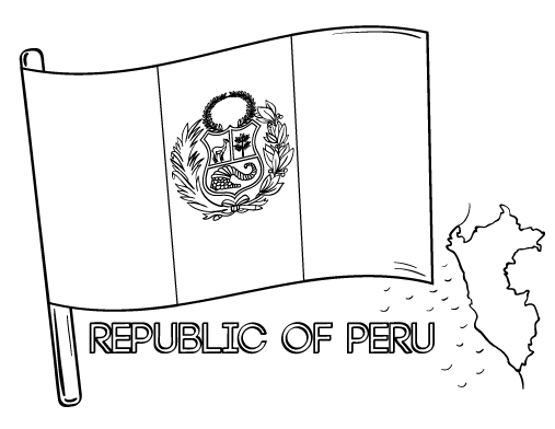 Free peru flag coloring page