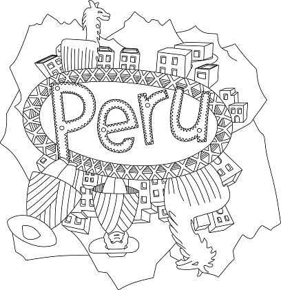 Peru coloring book stock illustration