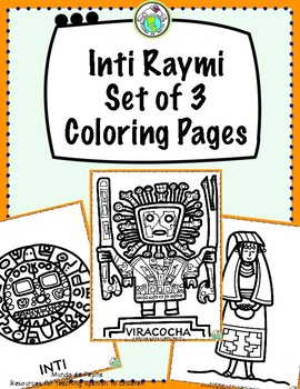 Inti raymi festival set of coloring pages peru ecuador by mundo de pepita