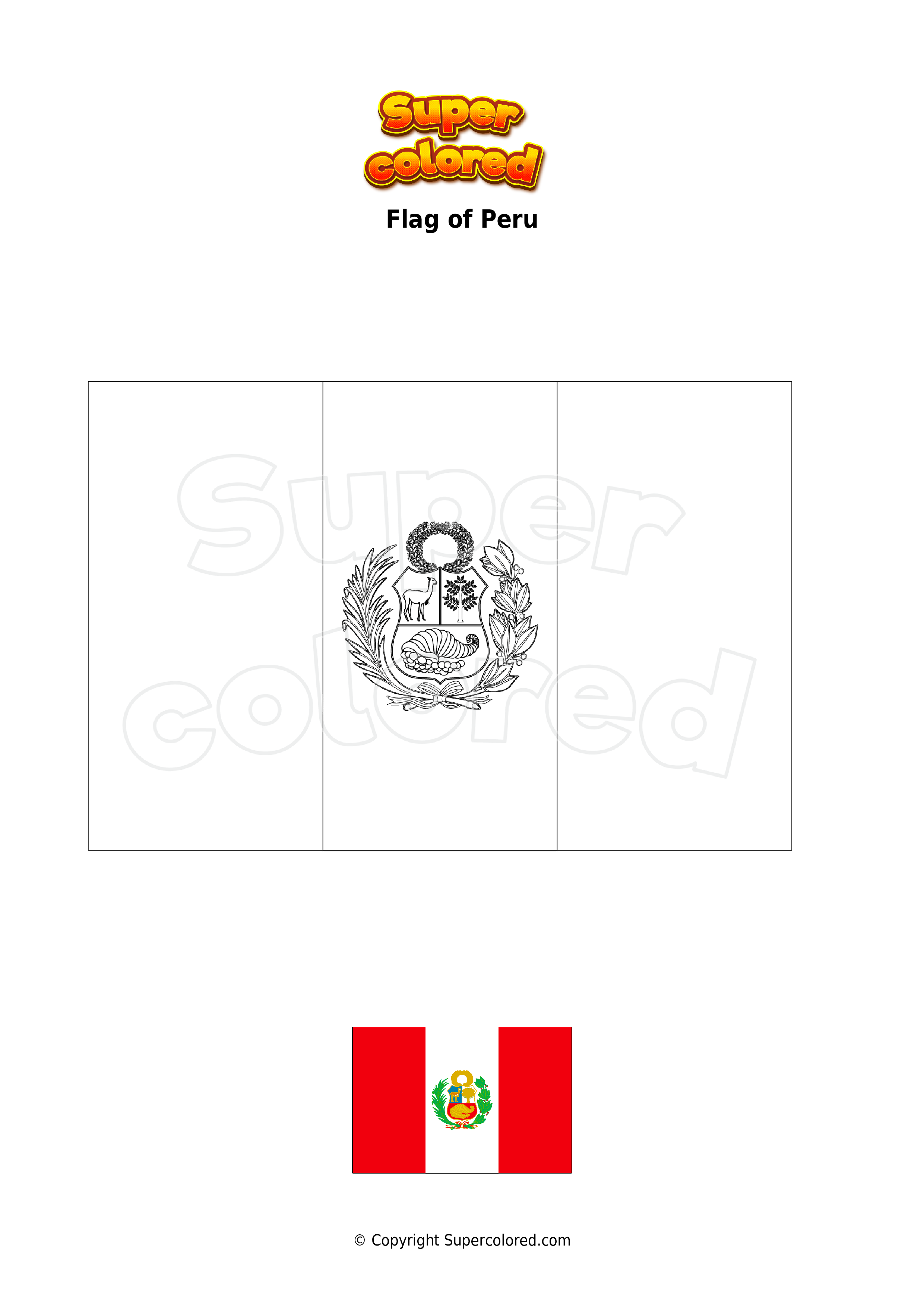 Coloring page flag of peru