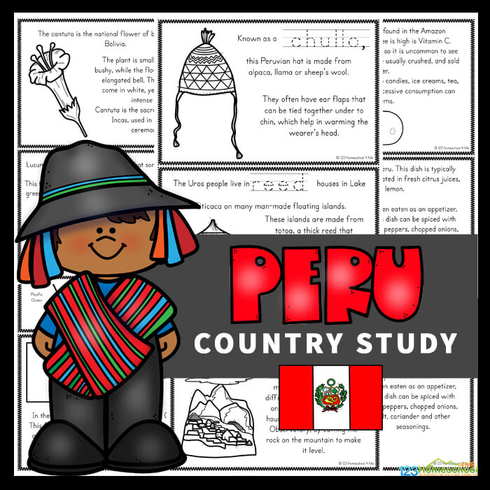 Free printable peru for kids worksheets to read color and learn