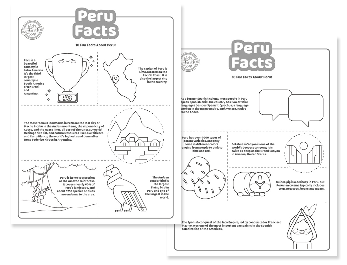 Fun facts about peru coloring pages kids activities blog