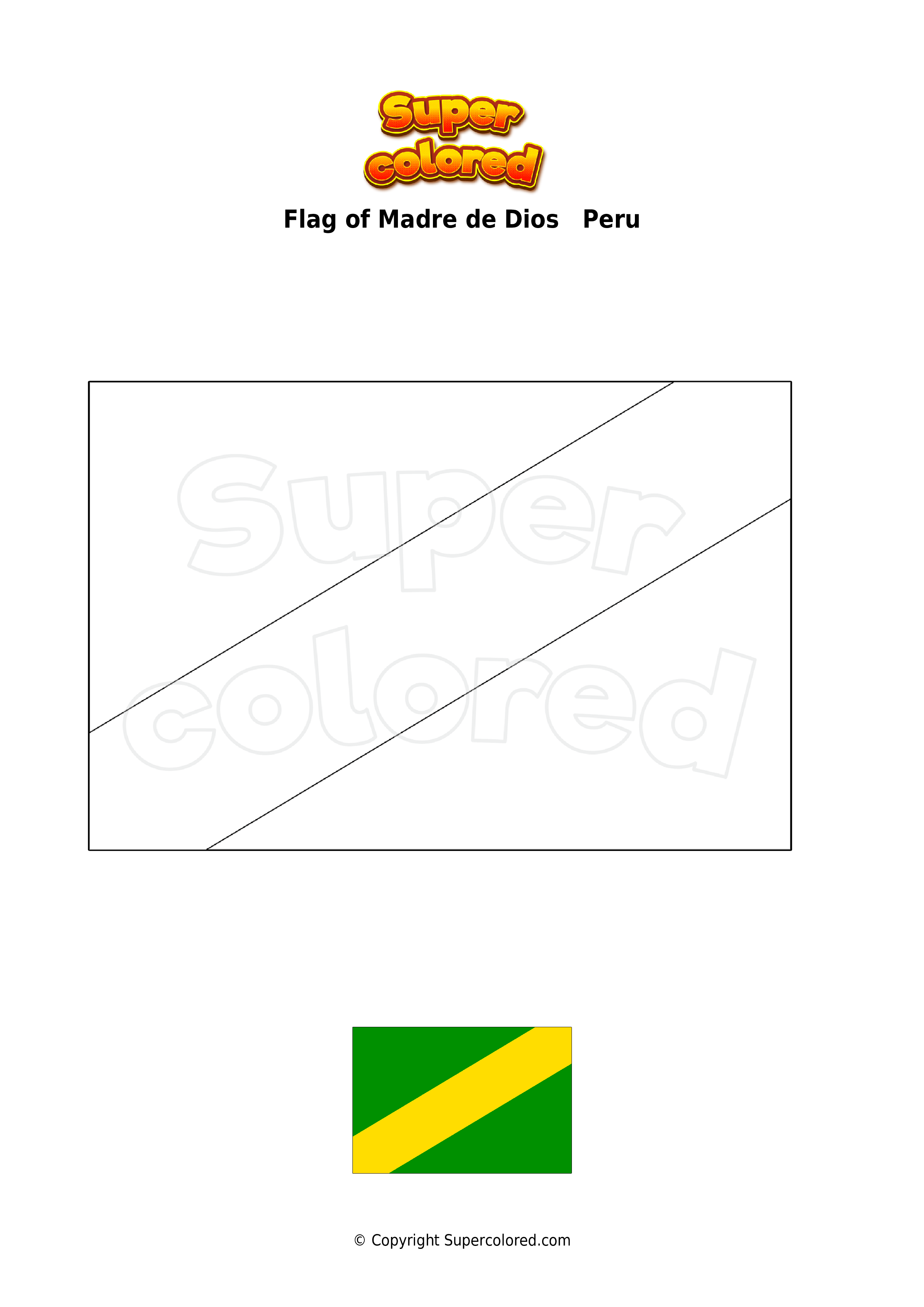 Coloring page flag of madre de dios peru