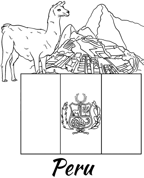 Flag of peru coloring page to print