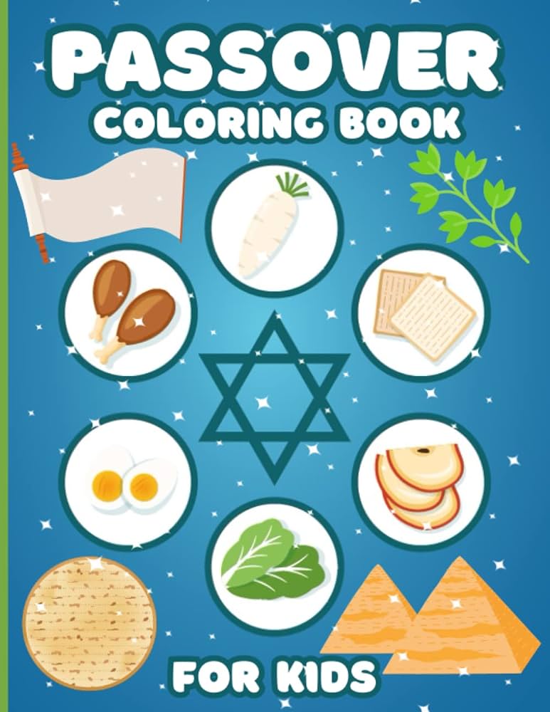 Passover coloring book for kids cute and easy coloring pages with moses matzah seder egypt to color fun illustrations of historical events and happy jewish holiday for boys girls publishing