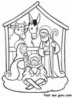 Printable christmas jesus in the manger coloring pages