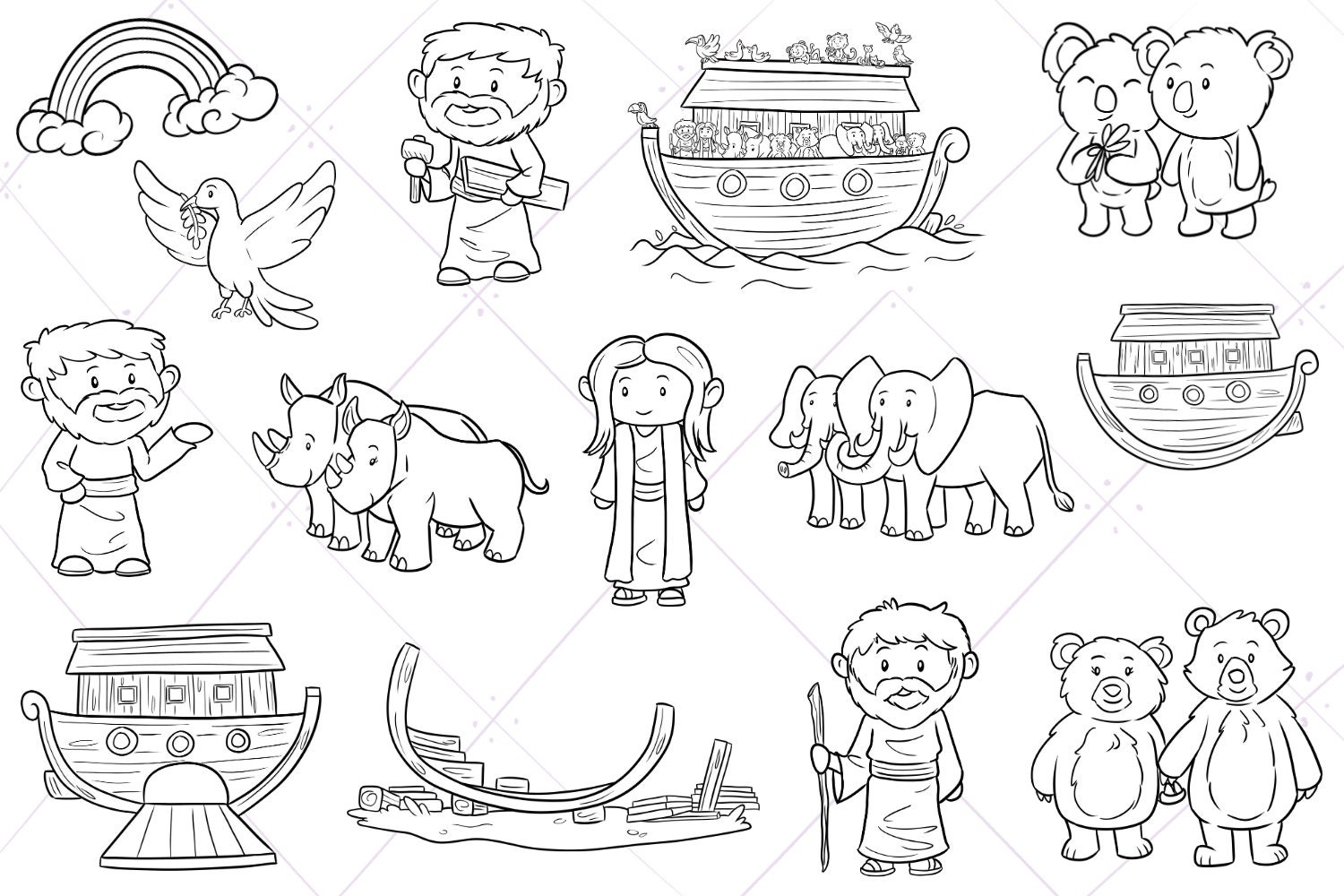 Noahs ark bible stories digital stamps bible story clipart noah and the ark clip art bundle clip art for teachers