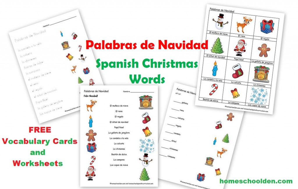 Free spanish worksheets christmas words