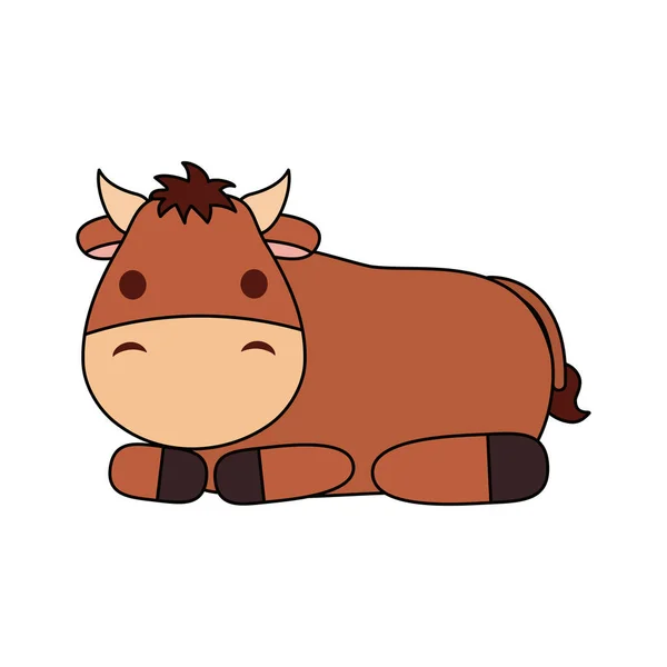 Cute ox farm animal character stock vector by yupiramos