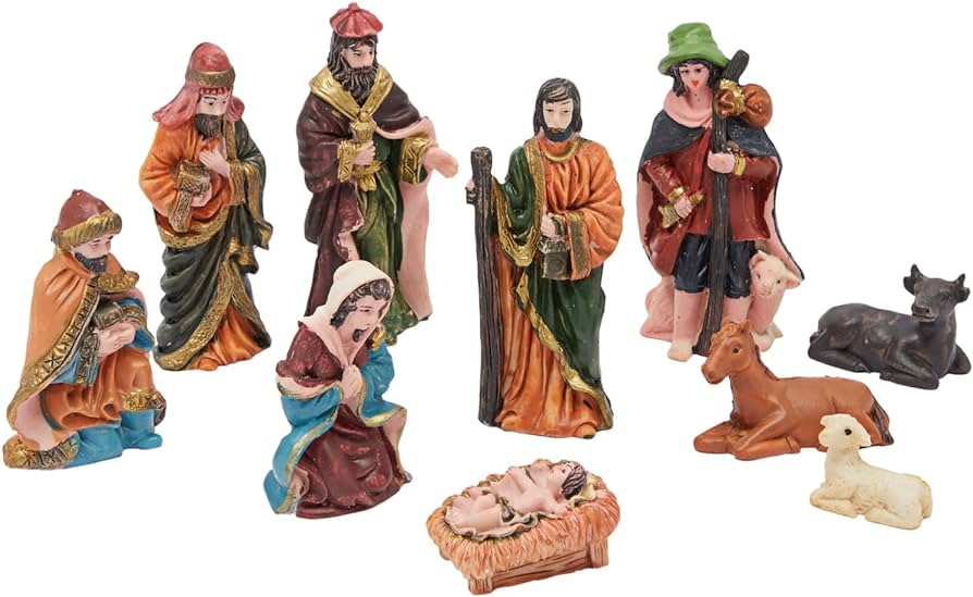 Mini nativity scene figurine set religious christmas decorations pieces home kitchen