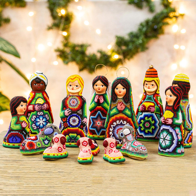 Ceramic beaded nativity scene pieces