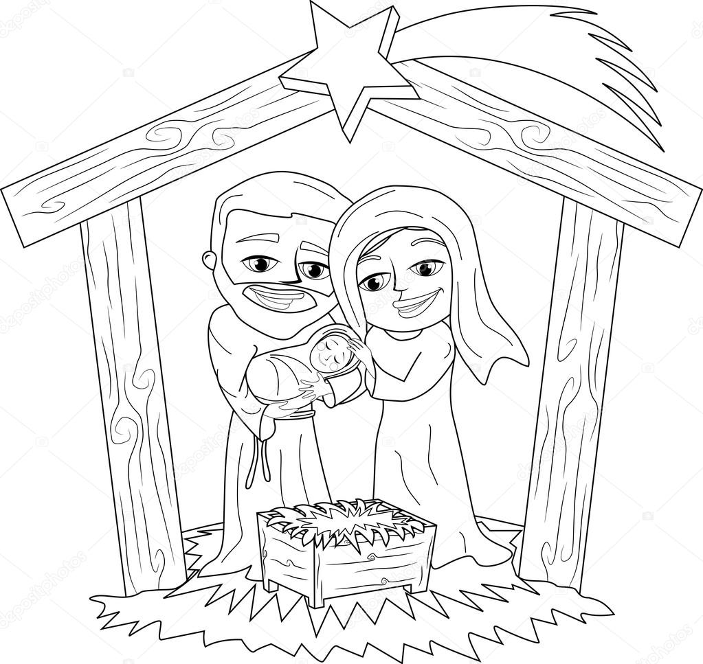 Christmas nativity scene coloring page stock vector by canbedone