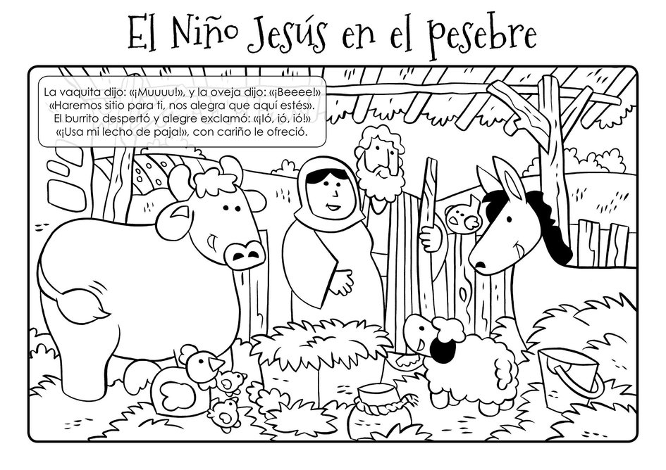 Cuaderno de colorear el nião jesãºs en el pesebre rincãn de las maravillas