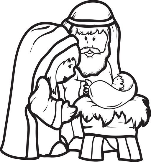 Printable mary joseph baby jesus coloring page for kids nativity coloring pages jesus coloring pages nativity coloring