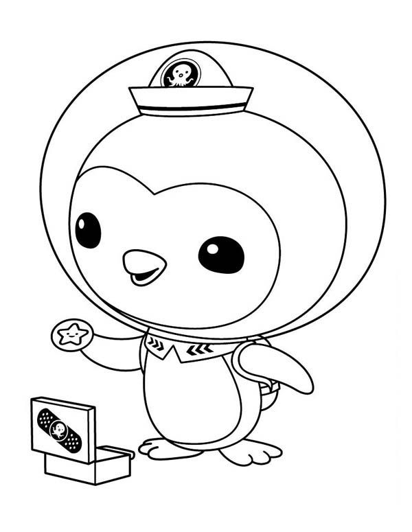 Peso penguin opening his medical kit in the octonauts coloring page