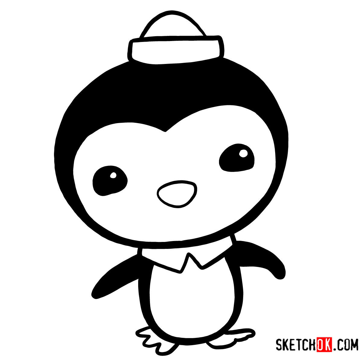 How to draw peso the brave penguin from the octonauts crew