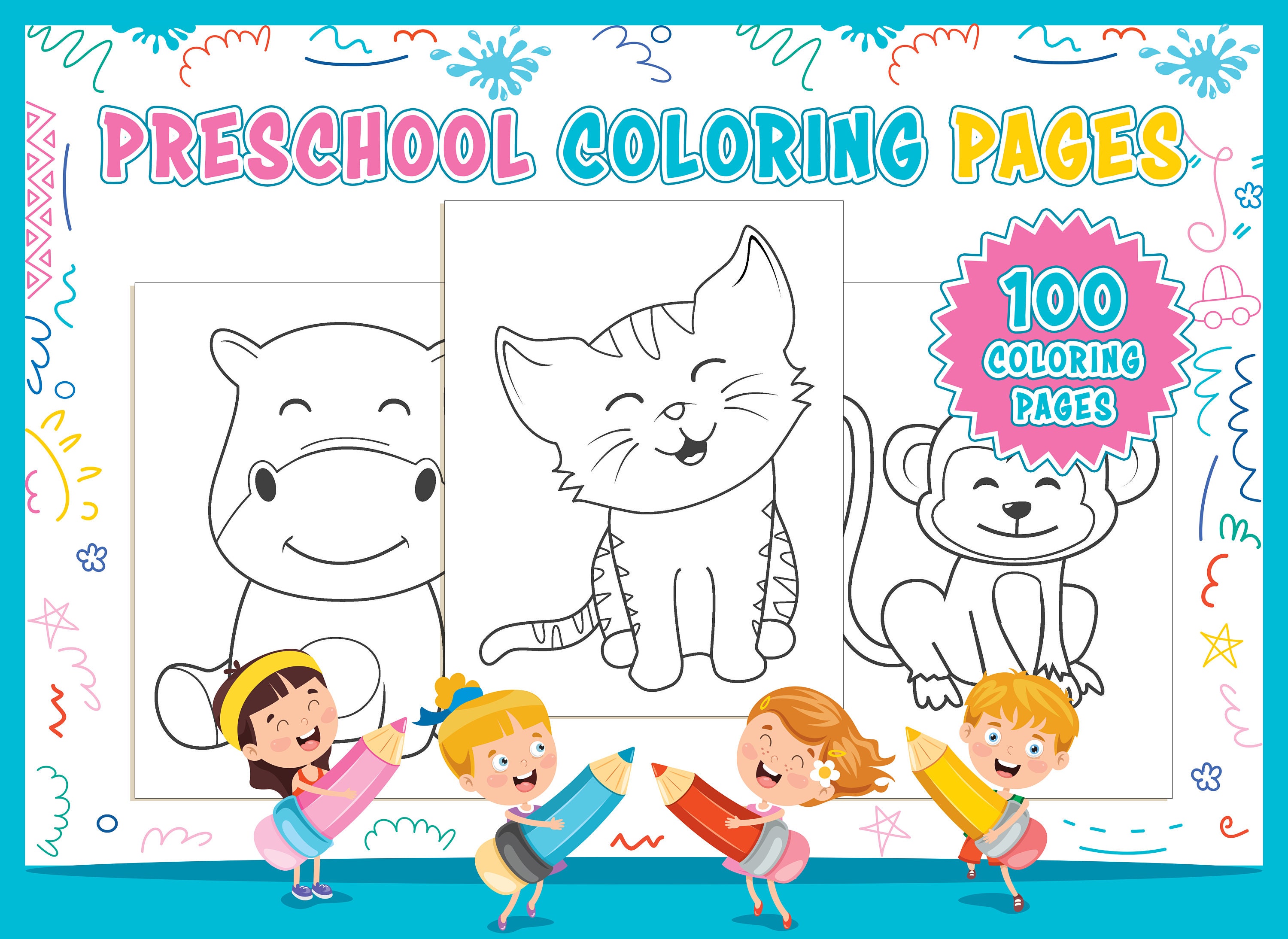 Preschool coloring pages printable animal coloring pages for boys girls little kids preschool kindergarten simple jumbo giant