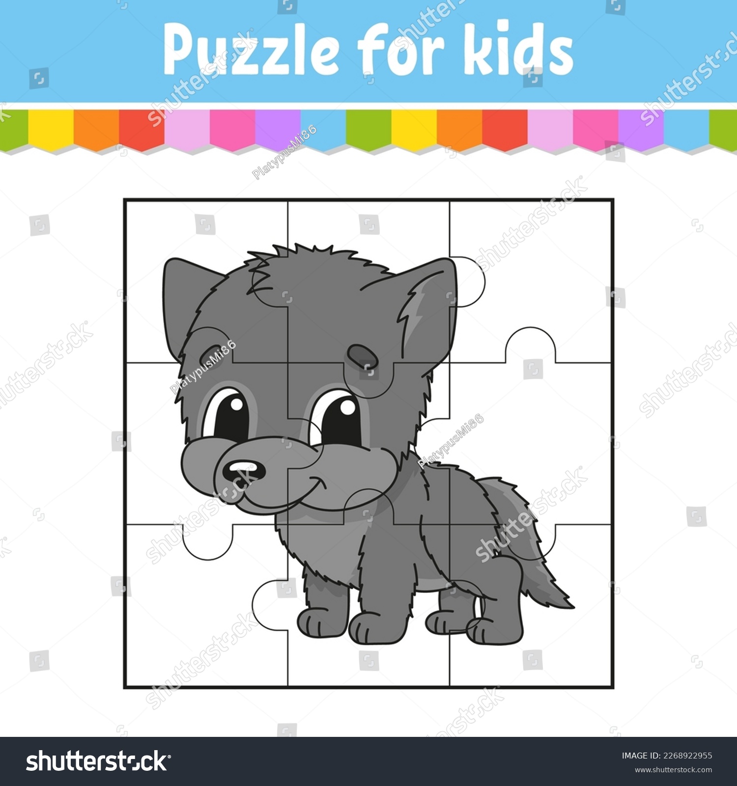 Puzzle game kids jigsaw pieces color stock vector royalty free