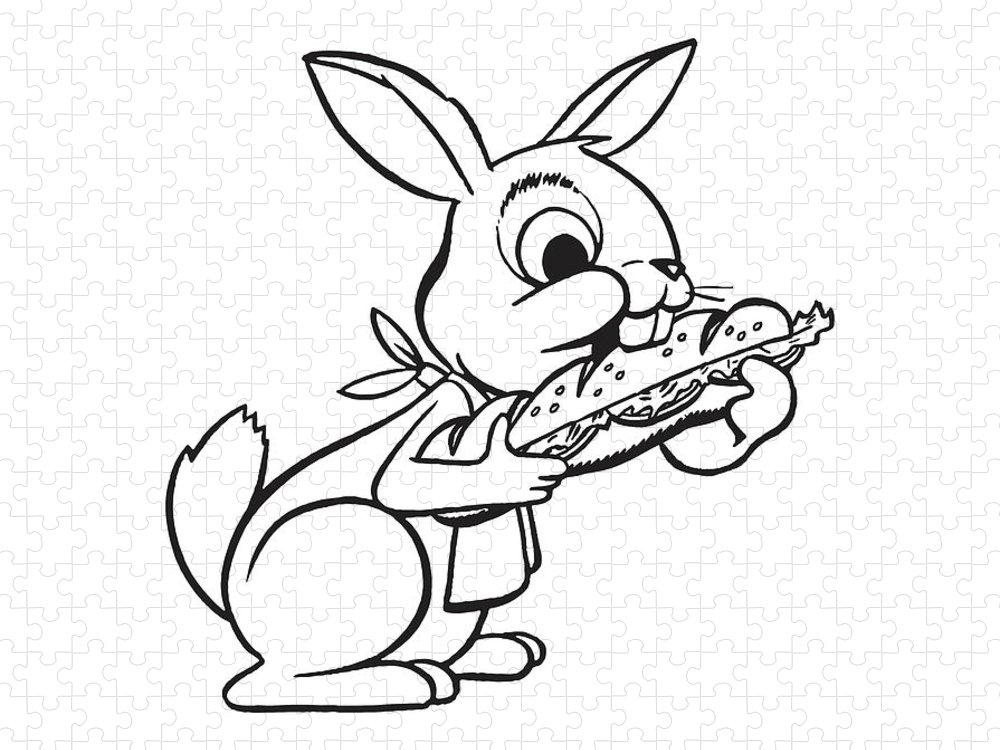 Rabbit eating a sandwich jigsaw puzzle by csa images