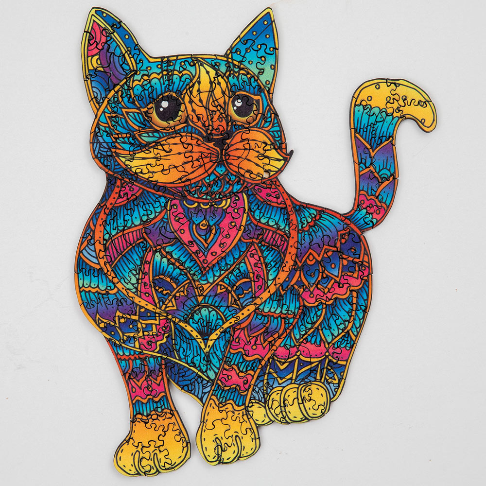 Buy wooden cat piece shaped jigsaw puzzle at bits and pieces