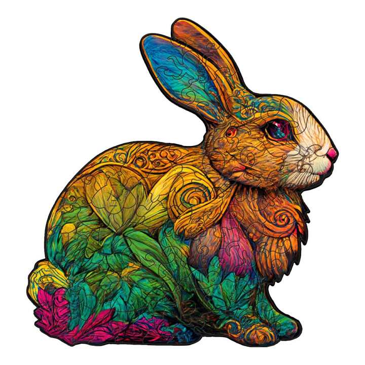 Lucky rabbit shaped wooden jigsaw puzzle