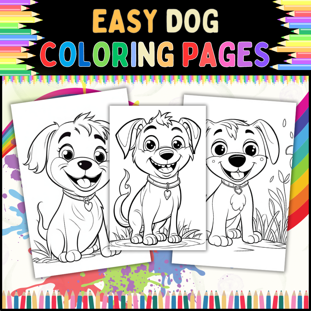 Color a cute dog easy coloring pages for preschool and kindergarten made by teachers