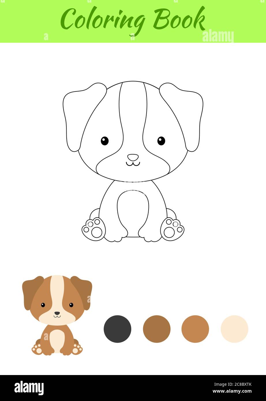 Coloring page little sitting baby dog coloring book for kids educational activity for preschool years kids and toddlers with cute animal stock vector image art