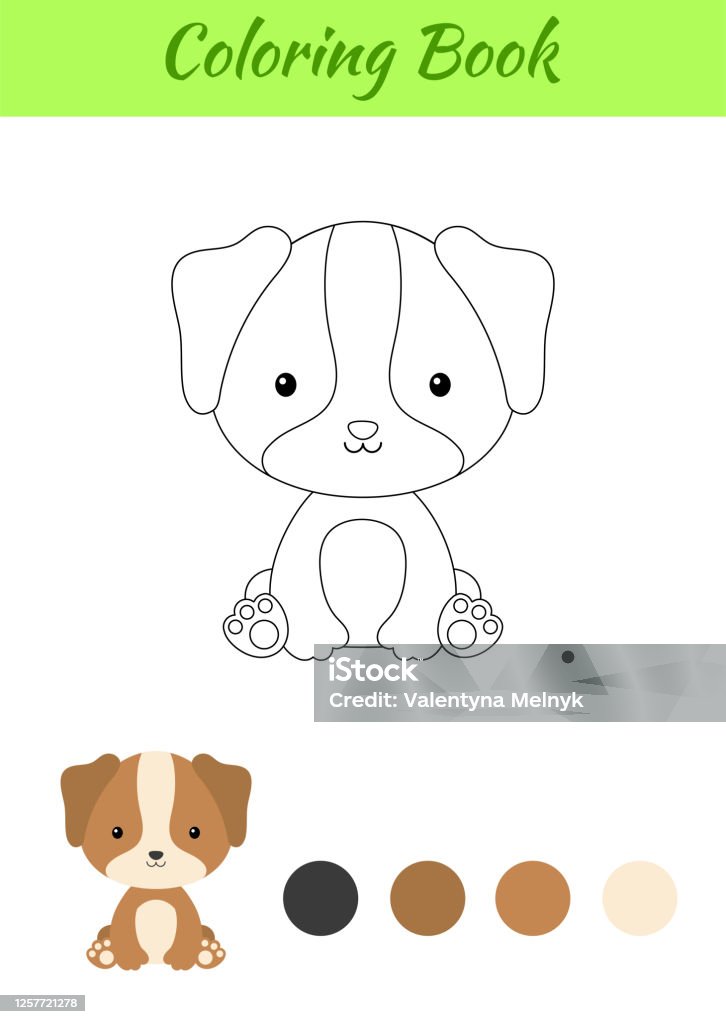 Coloring page little sitting baby dog coloring book for kids educational activity for preschool years kids and toddlers with cute animal flat cartoon colorful vector stock illustration stock illustration