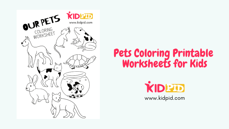 Pets coloring printable worksheets for kids