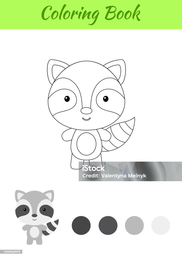 Coloring page happy little baby raccoon coloring book for kids educational activity for preschool years kids and toddlers with cute animal stock illustration