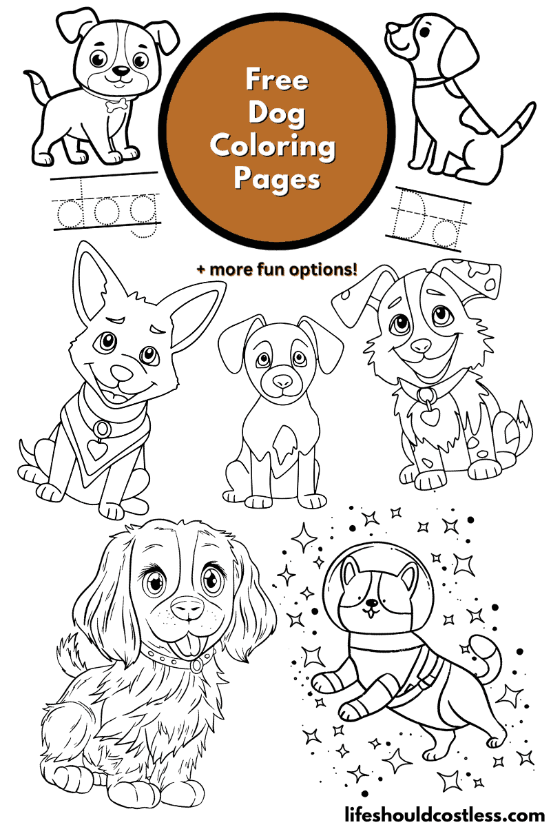 Dog coloring pages free printable pdf templates