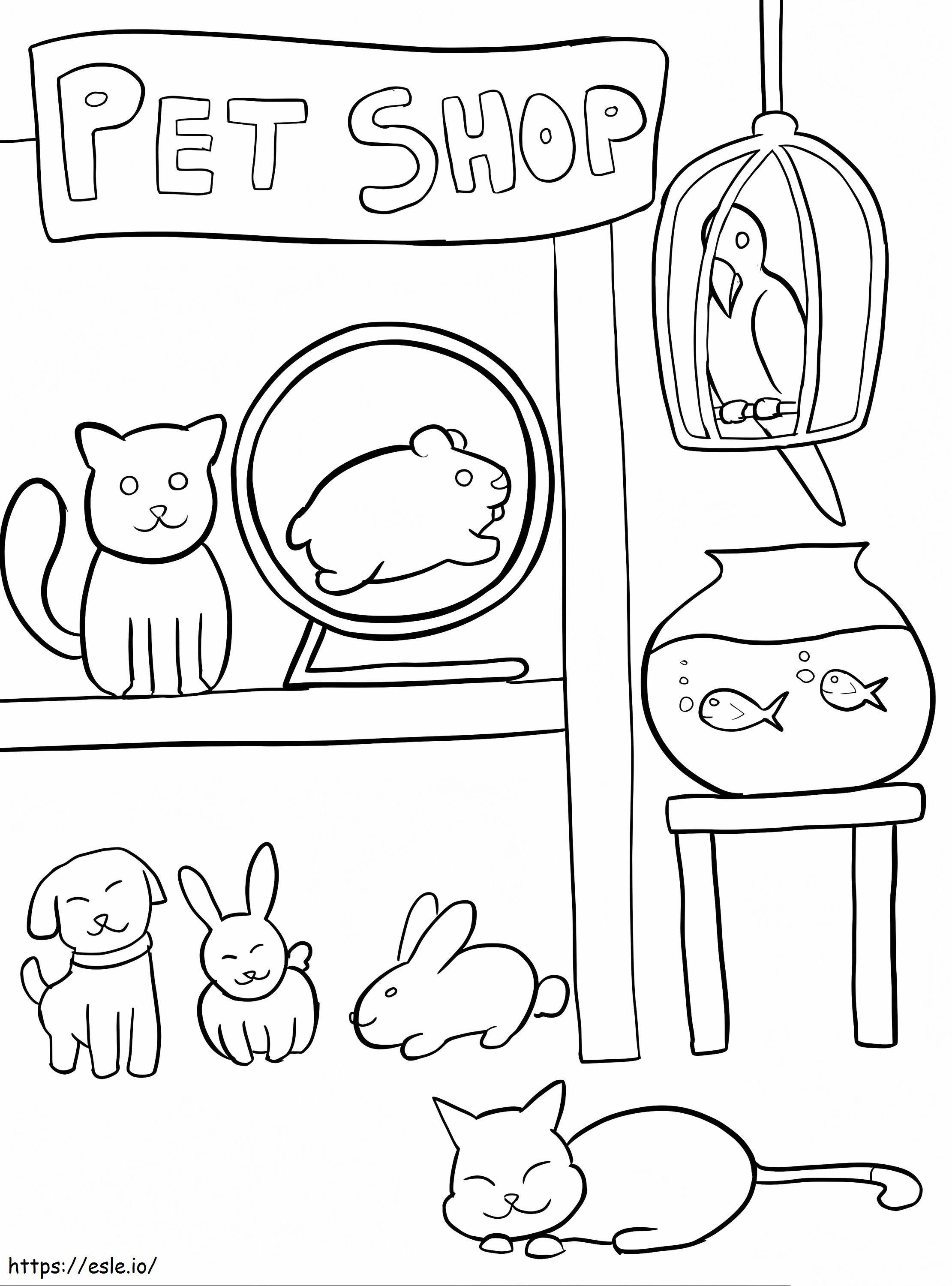 Pet shop printable coloring page