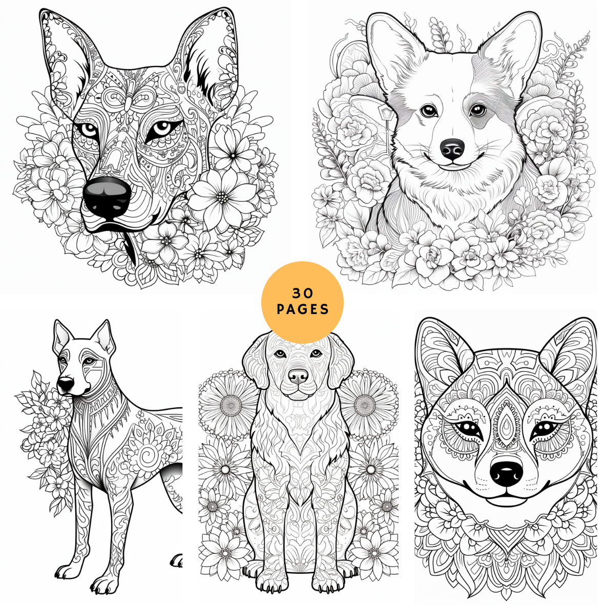 Paws zen dogs mandalas printable coloring book for dog lovers â waiting for colors