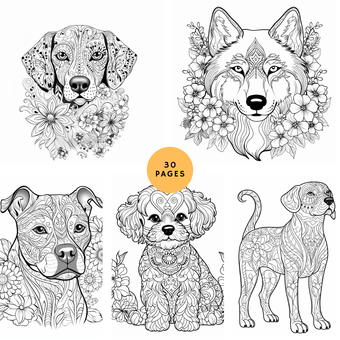 Paws zen dogs mandalas printable coloring book for dog lovers â waiting for colors