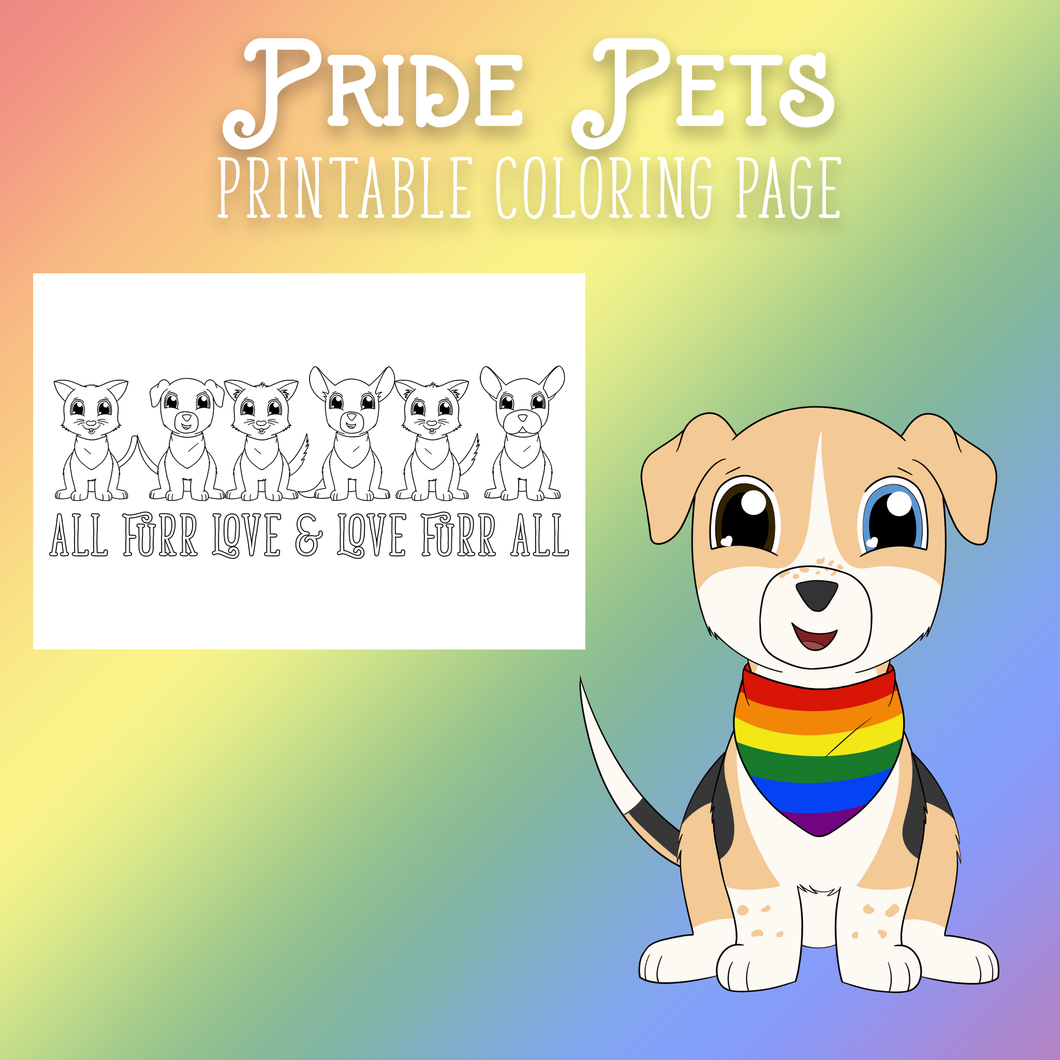 Pride pets coloring pages â litnerd