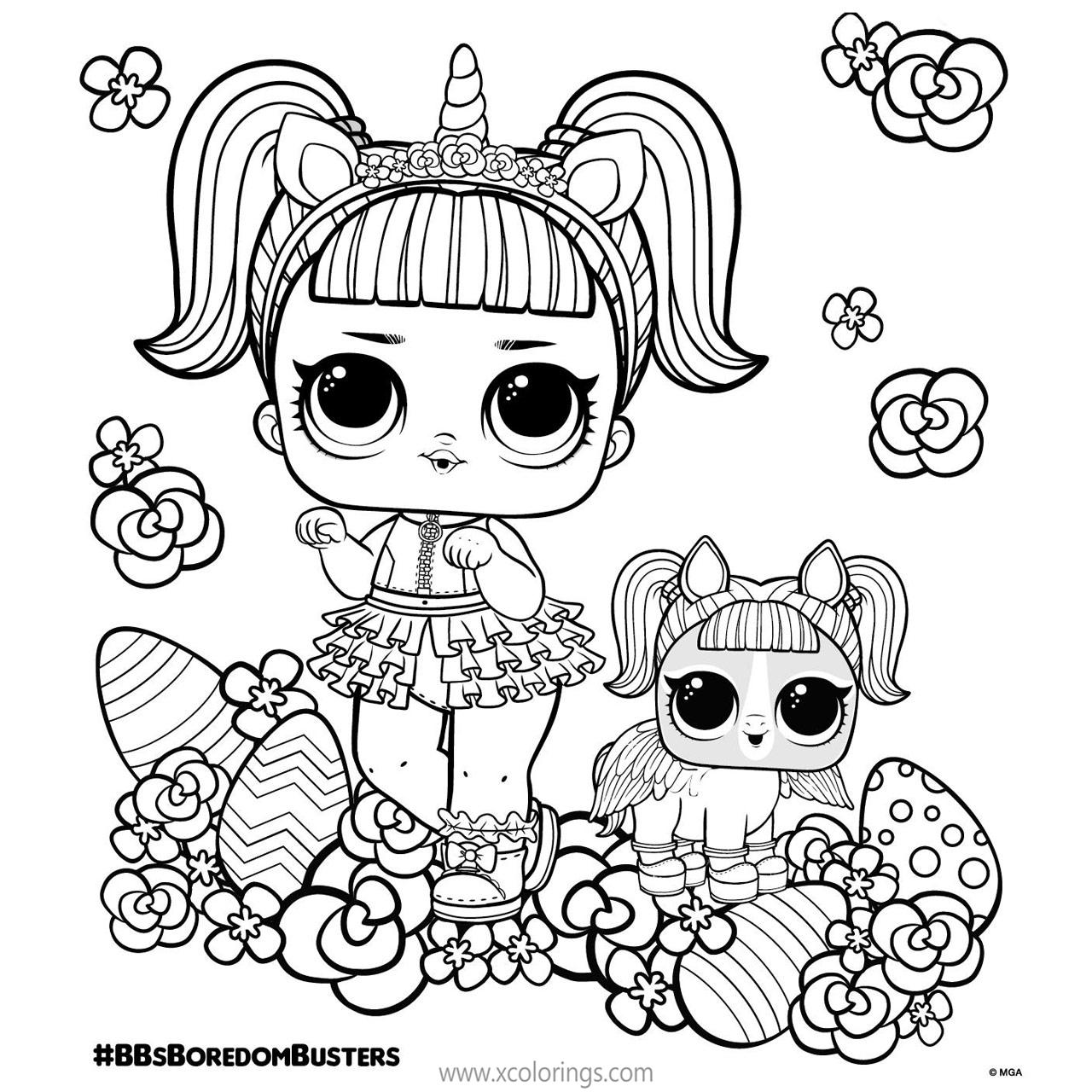 Lol unicorn coloring pages doll and pet for easter