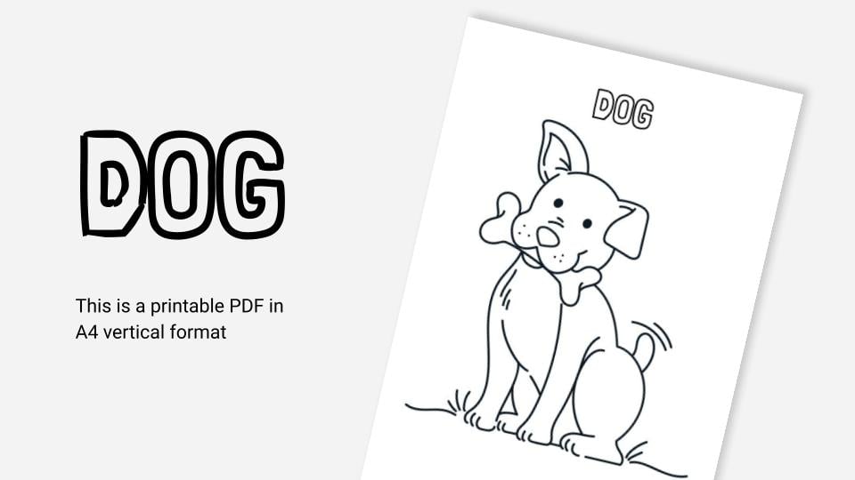 Dog printable coloring worksheet