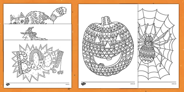 Halloween colouring pages mindfulness activits